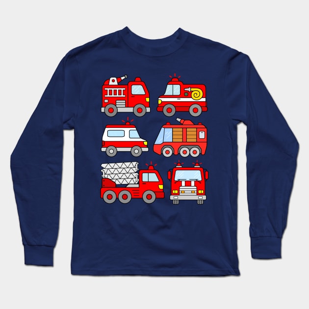 Kids Fire Truck Design Firefighter Fire Engines Long Sleeve T-Shirt by samshirts